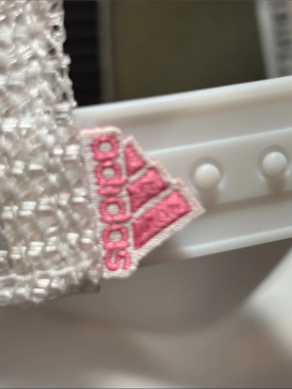 adidas I doubt  White Trucker Hat with Pink Logo Patch